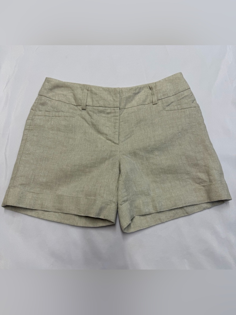 Apt. 9 Natural Beige With Gold Metallic Linen-Blend Shorts - Picture 4 of 7